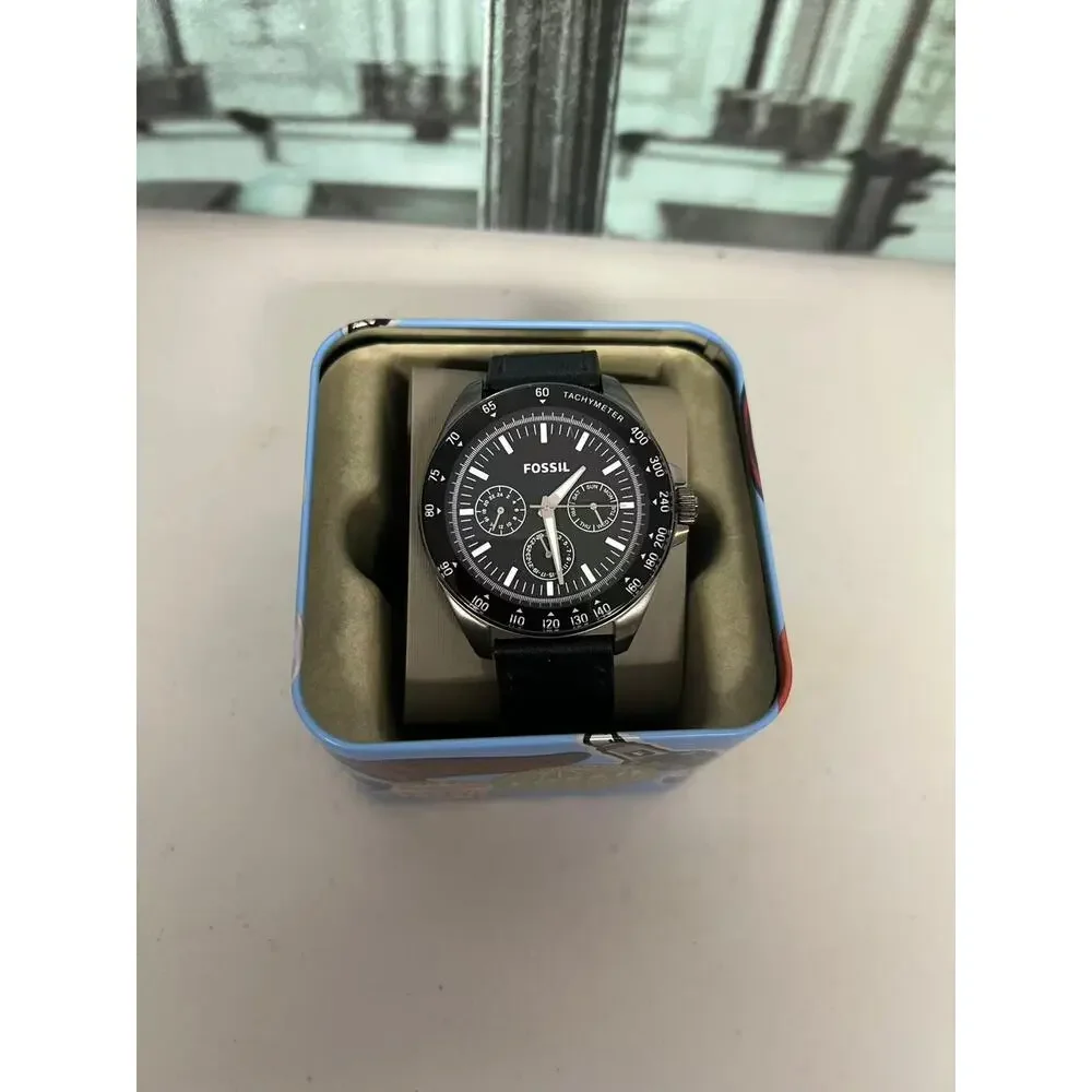Fossil BQ2293 Chronograph Black Leather Strap Men's Wrist Watch